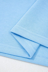 Mist Blue USA Flag Textured Patchwork Cap Sleeve Tee