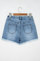 Dusk Blue Western Embroidery Stud Denim Shorts Summer Daily Wear