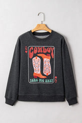 Carbon Grey Cowboy Queen Card Drop Shoulder Graphic Sweatshirt