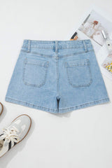 Myosotis High Rise Patch Pocket Denim Shorts