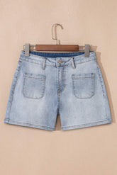 Beau Blue Light Wash High Rise Denim Shorts