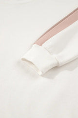 White Color Block Patchwork Drop Shoulder Pullover Casual Shorts 2pcs Outfit