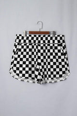 Black Plus Size Checkered Athleisure Shorts