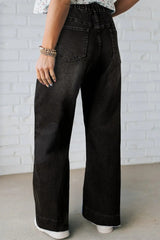 Black Acid Wash Contrast Lace-up Plus Size Jeans
