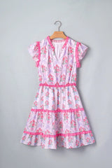 Purple Tiered Ruffles Sleeveless Summer Floral Dress