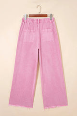 Pink Beaded Side Detail Split Loose Jeans