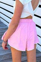 Bonbon Contrast Trim Pleated Casual Active Shorts