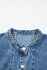 Myosotis Western Belt Button Down Sleeveless Denim Short Dress