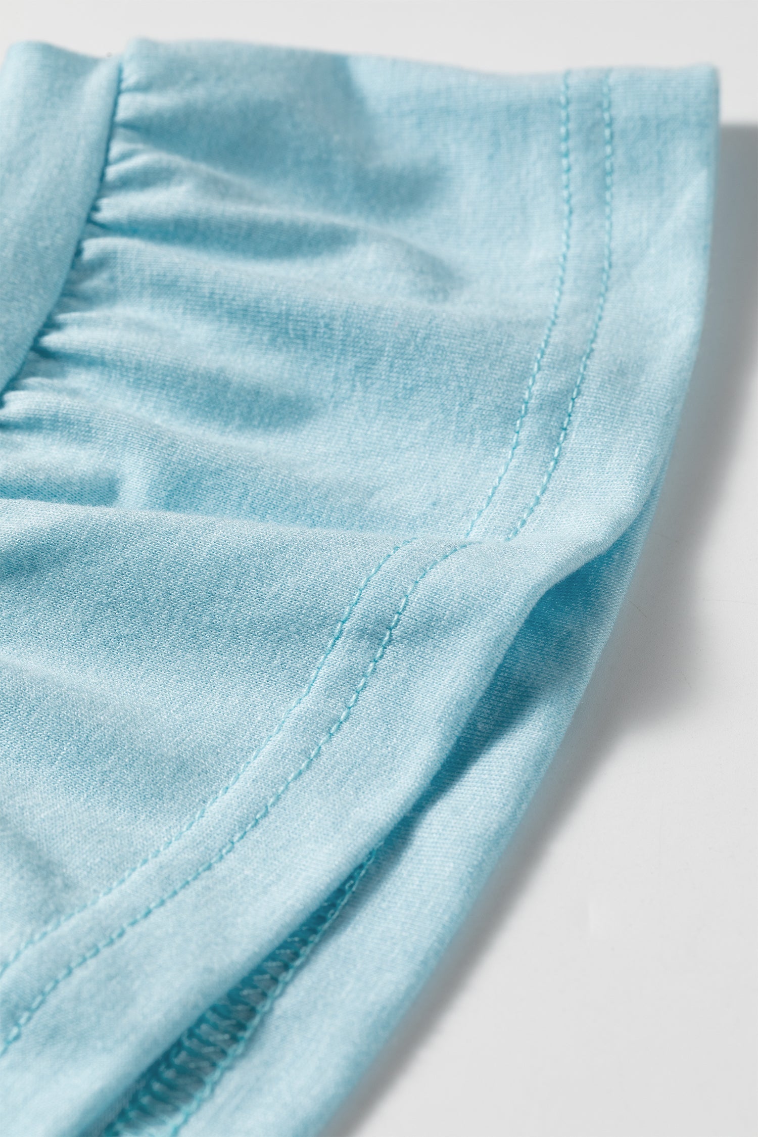 Light Blue Ruffled Short Sleeve Plus Size Casual Blouse