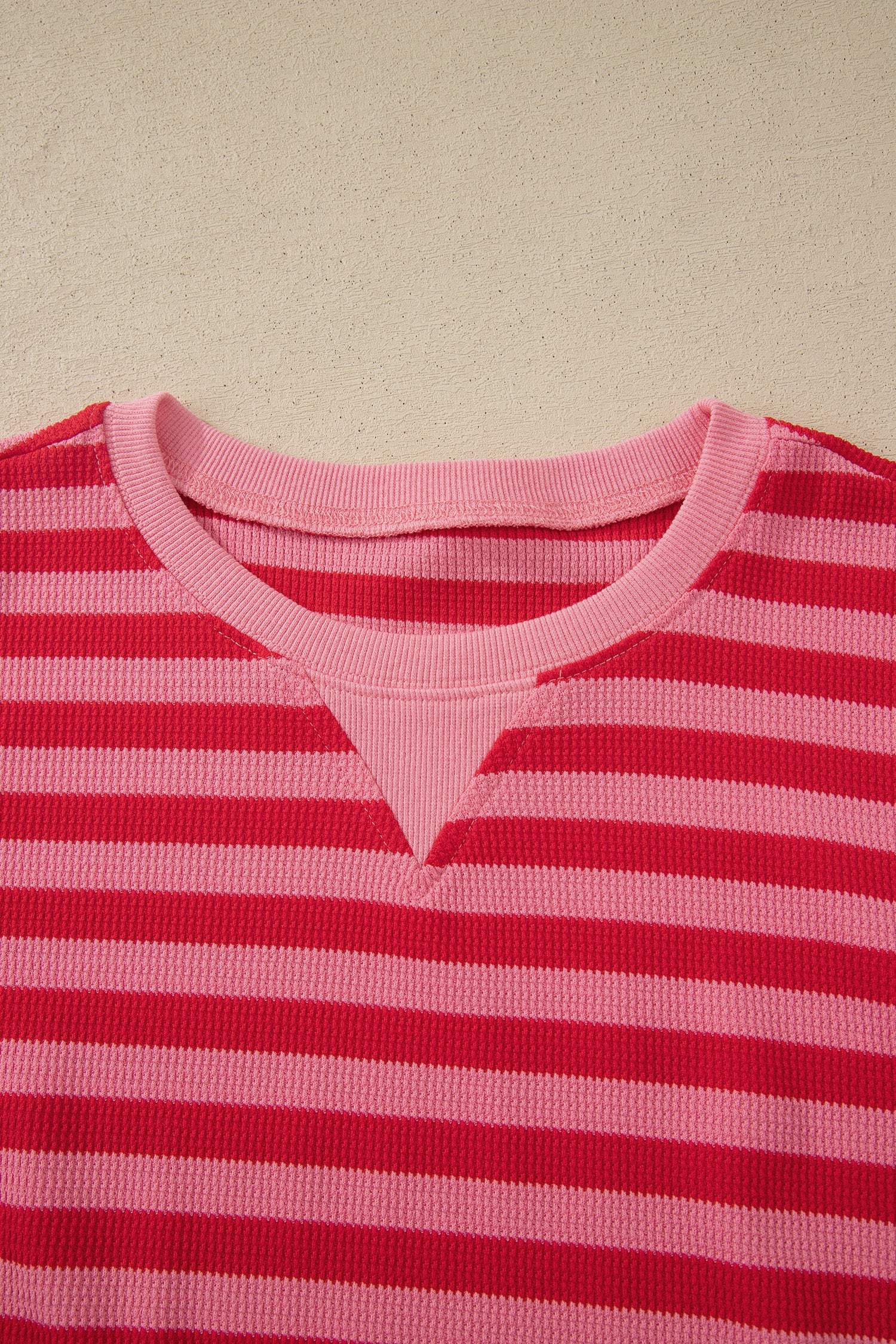 Red Stripe Puff Short Sleeve T Shirt Matching Shorts Set