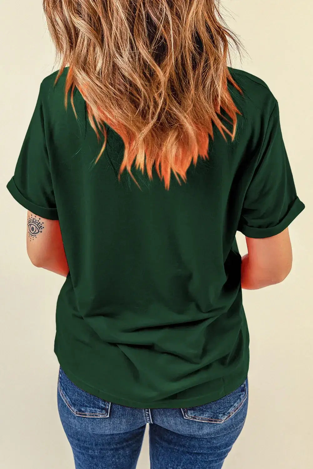Mint Green Casual Plain Crew Neck Tee