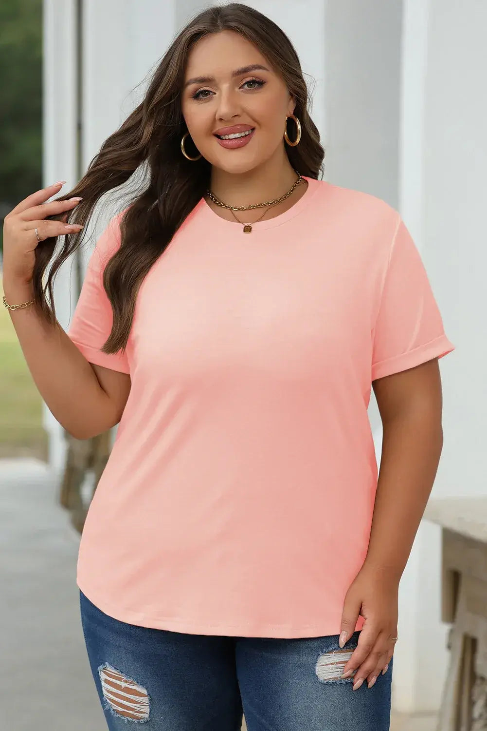 Mint Green Casual Plain Crew Neck Tee