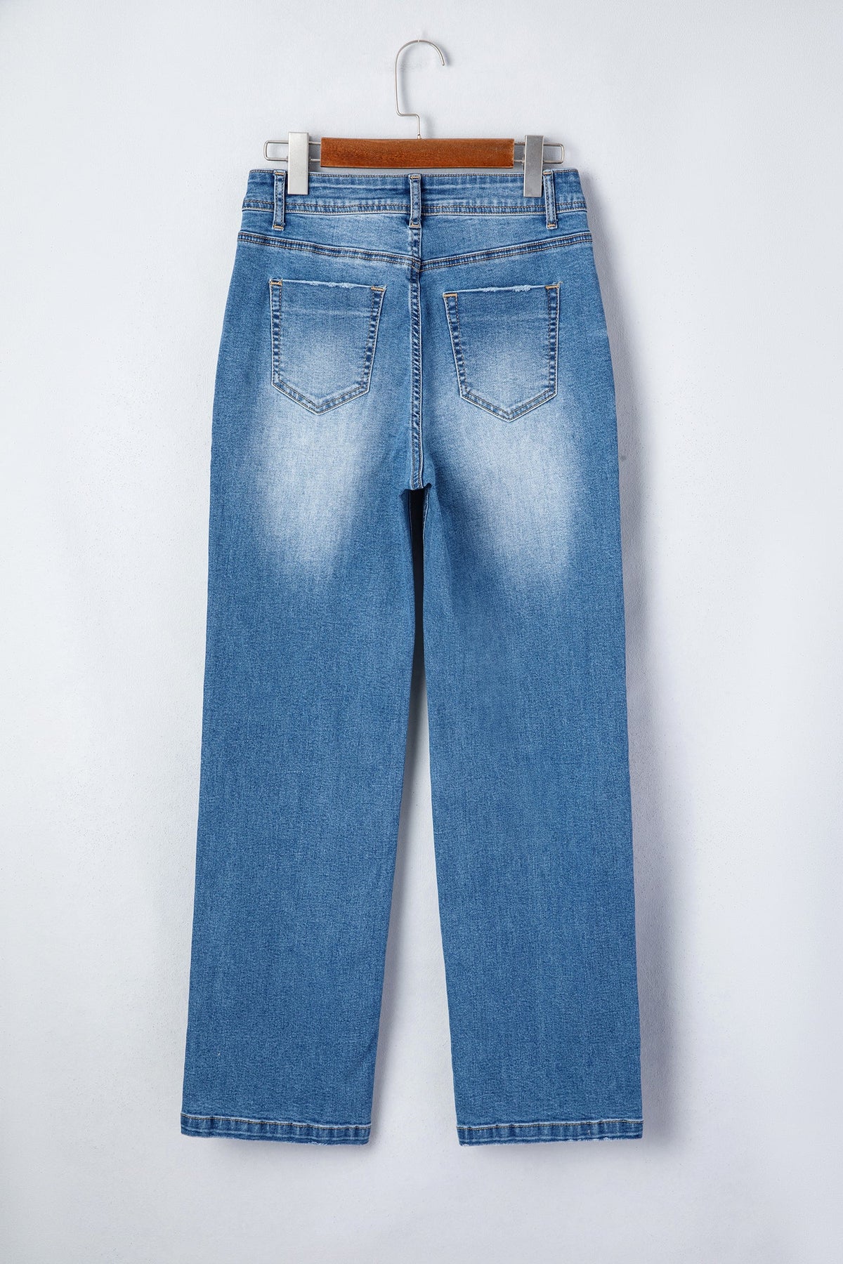 Myosotis Acid Washed Straight Leg Full Length Casual Jeans