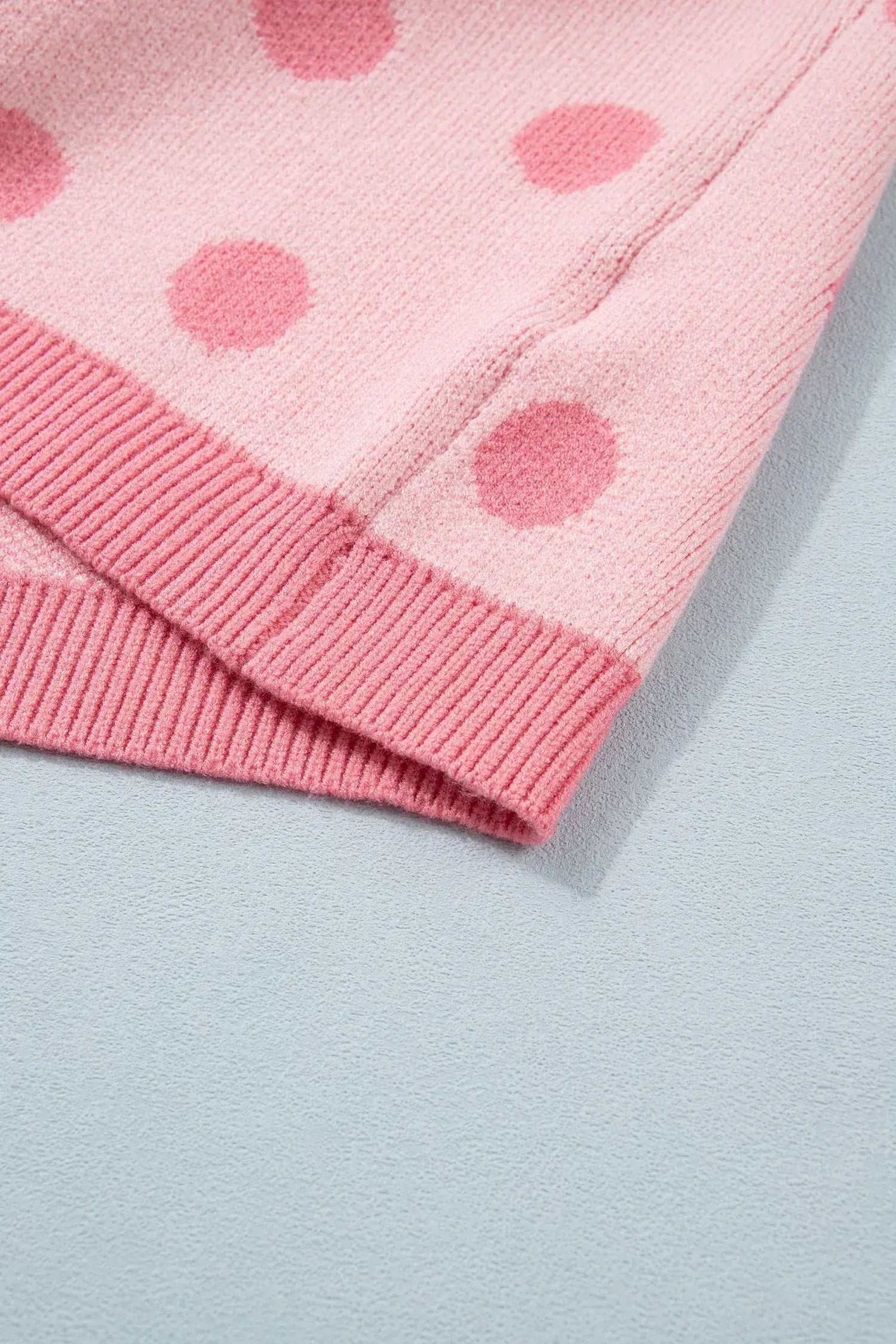 Pink Polka Dot Puff Short Sleeve Sweater Top