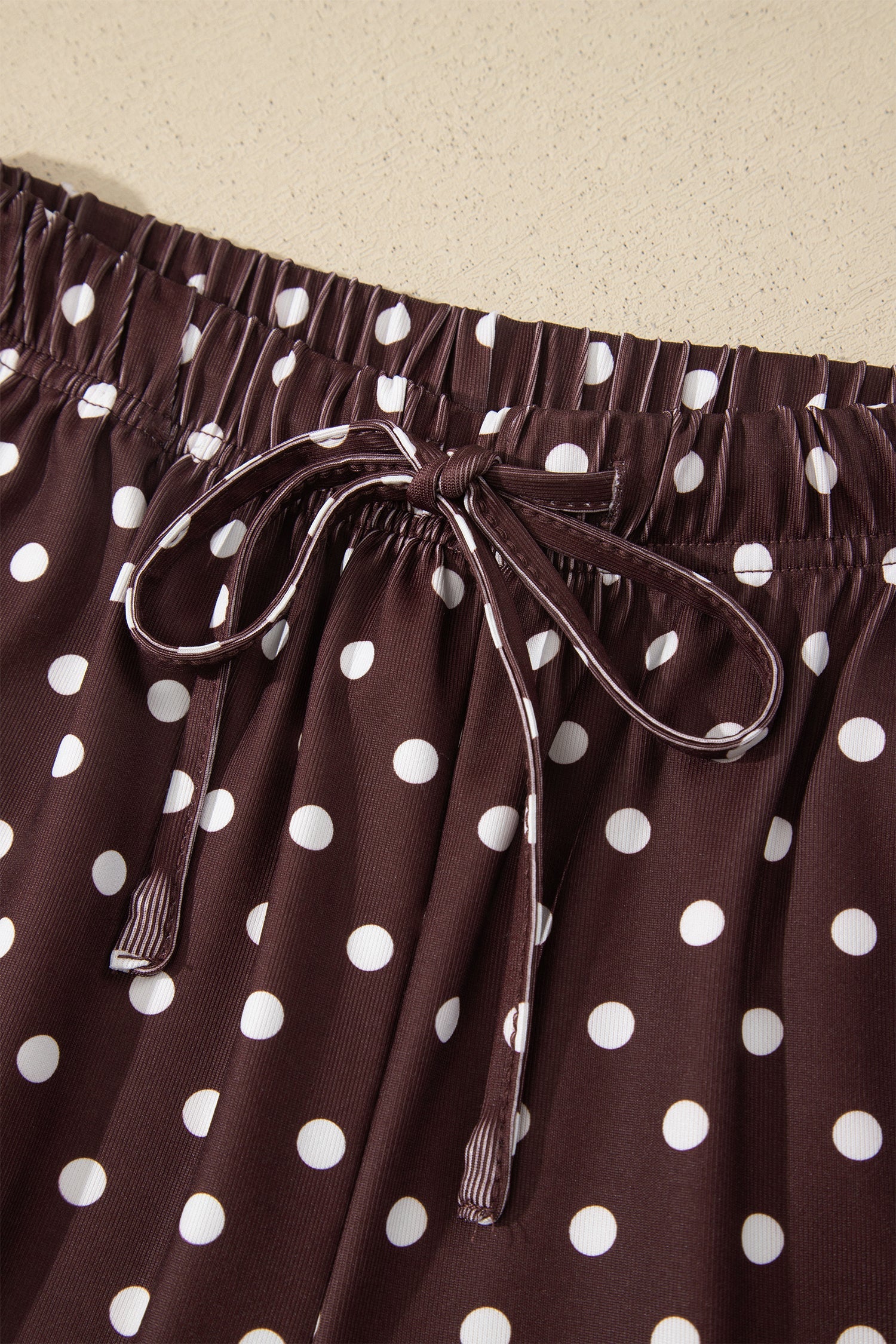 Pink Polka Dot Halter Tank Drawstring Elastic Waist Short Set
