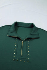 Evergreen Plus Size Glow Studded Zip up T Shirt Dress with Pockets