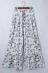 Beige Camo Print Wide Leg Casual Pants