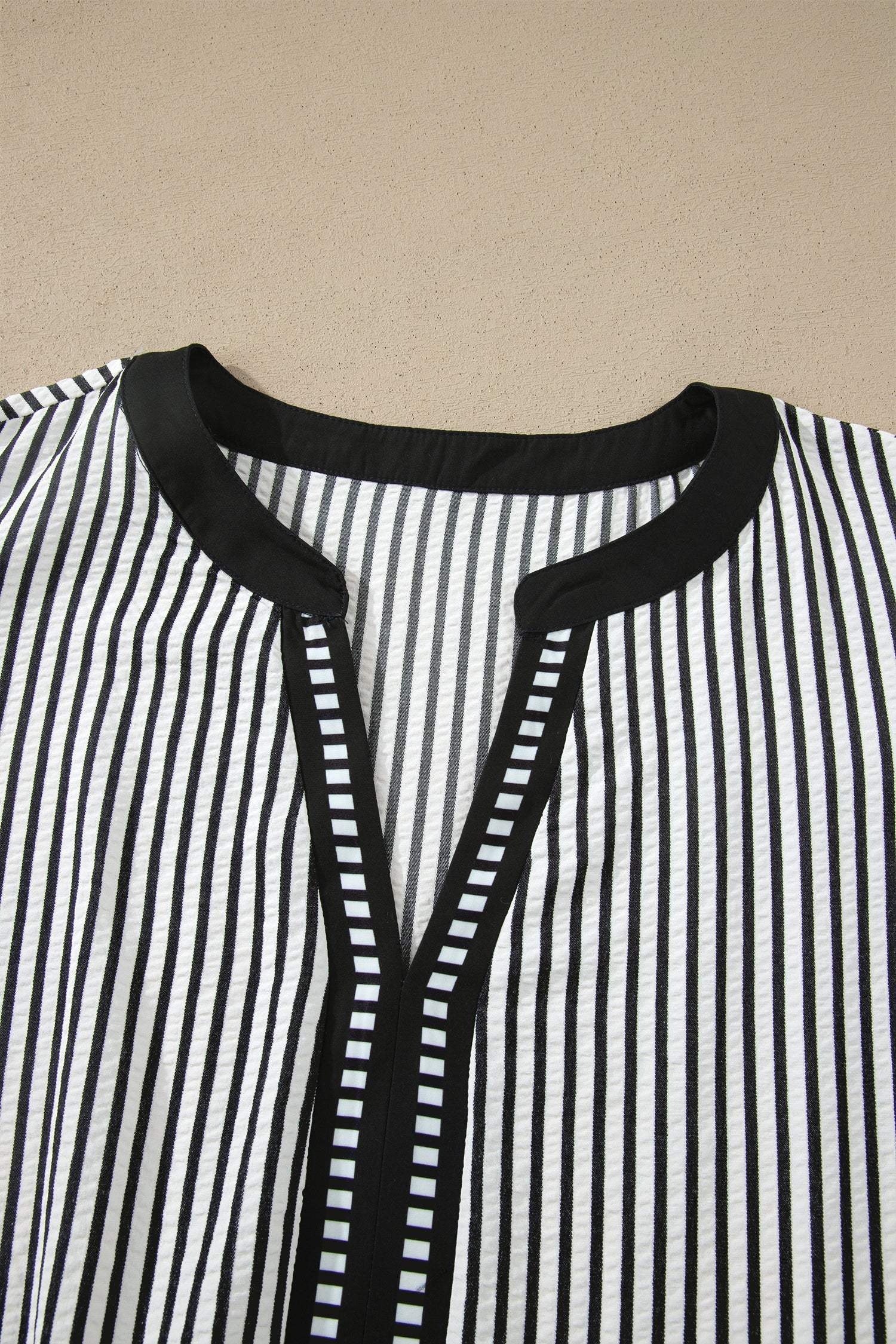 Black Stripe Plus Size Slit V Neck Tiered Flutter Sleeve Maxi Dress