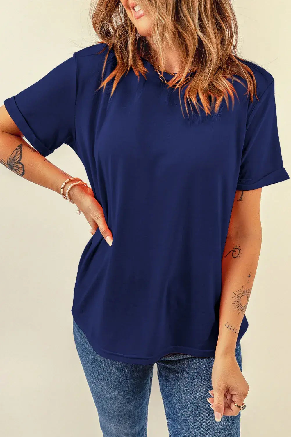 Mint Green Casual Plain Crew Neck Tee