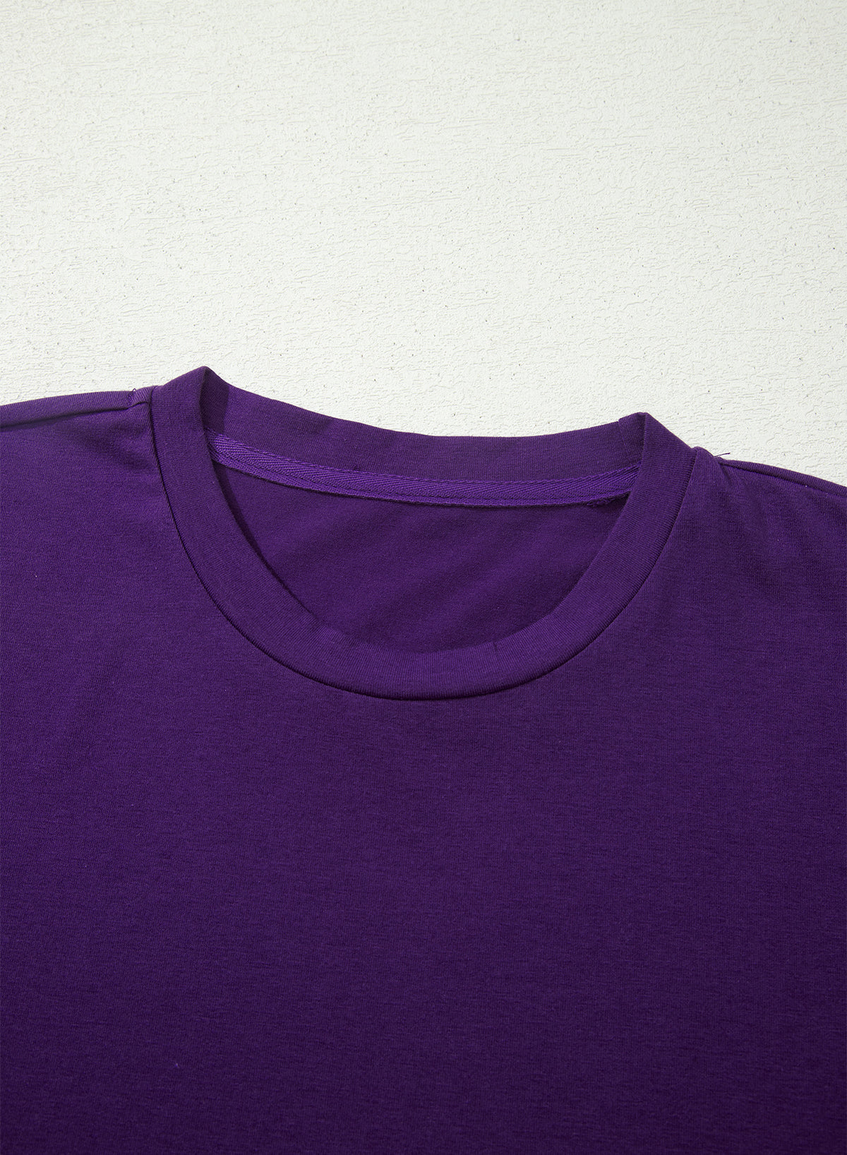 Dark Blue Casual Plain Crew Neck Tee