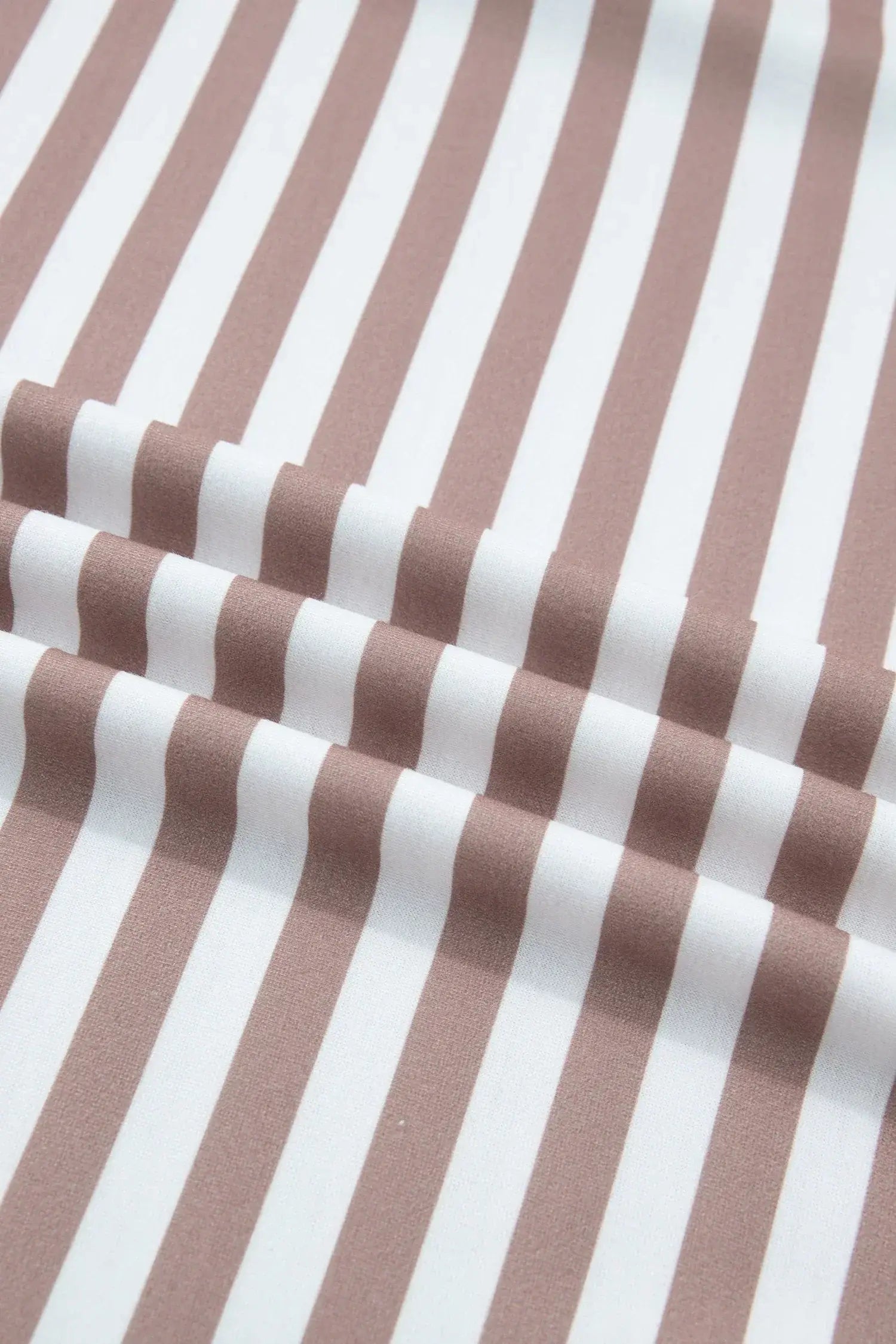 Orange Stripe Ribbed Trim Round Neck Short Puff Sleeve Plus T Shirt