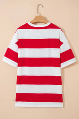 Bright Pink Striped Color Block Oversize Tunic Tee
