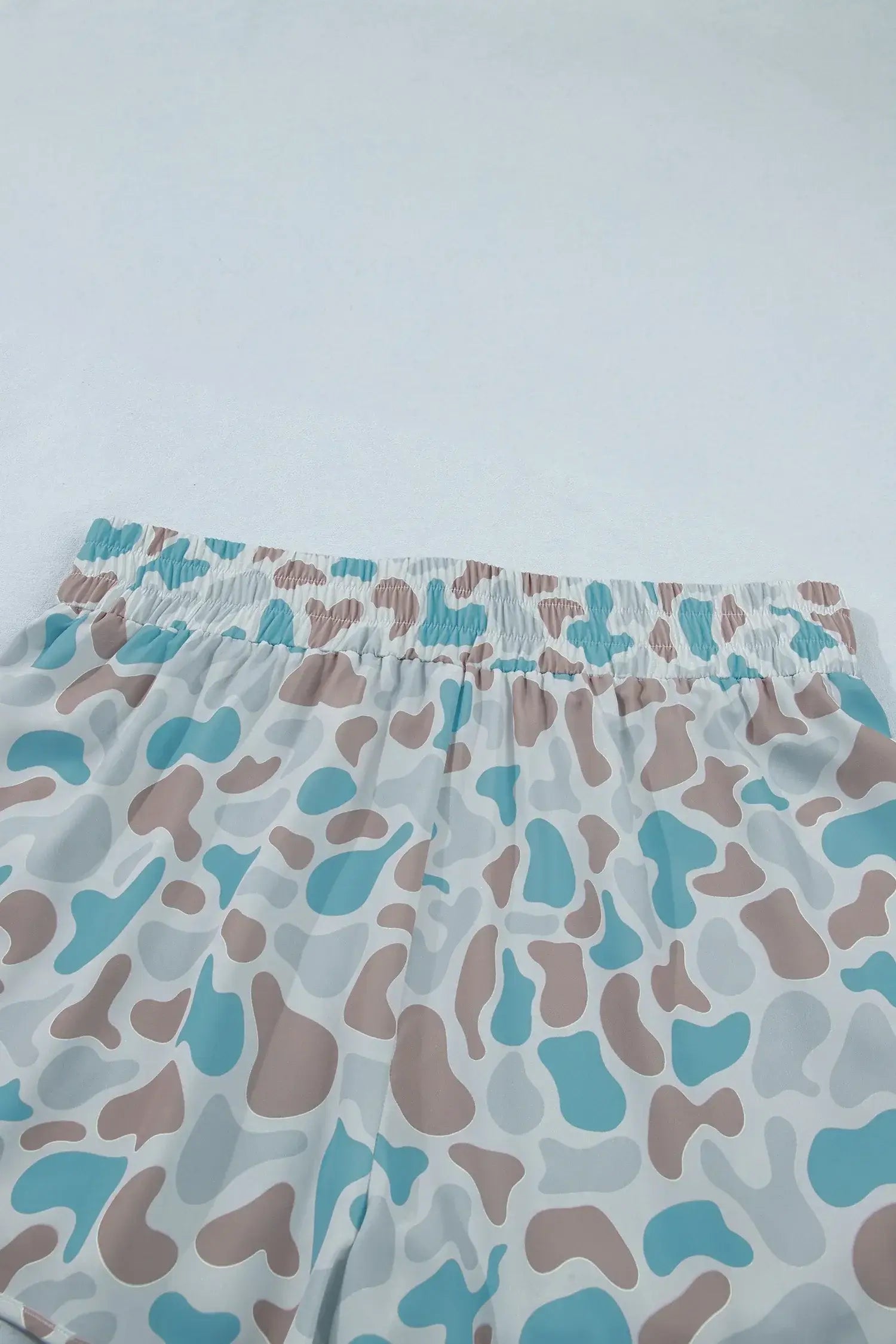 Multicolour Plus Size Camouflage Elastic Waist Athleisure Shorts