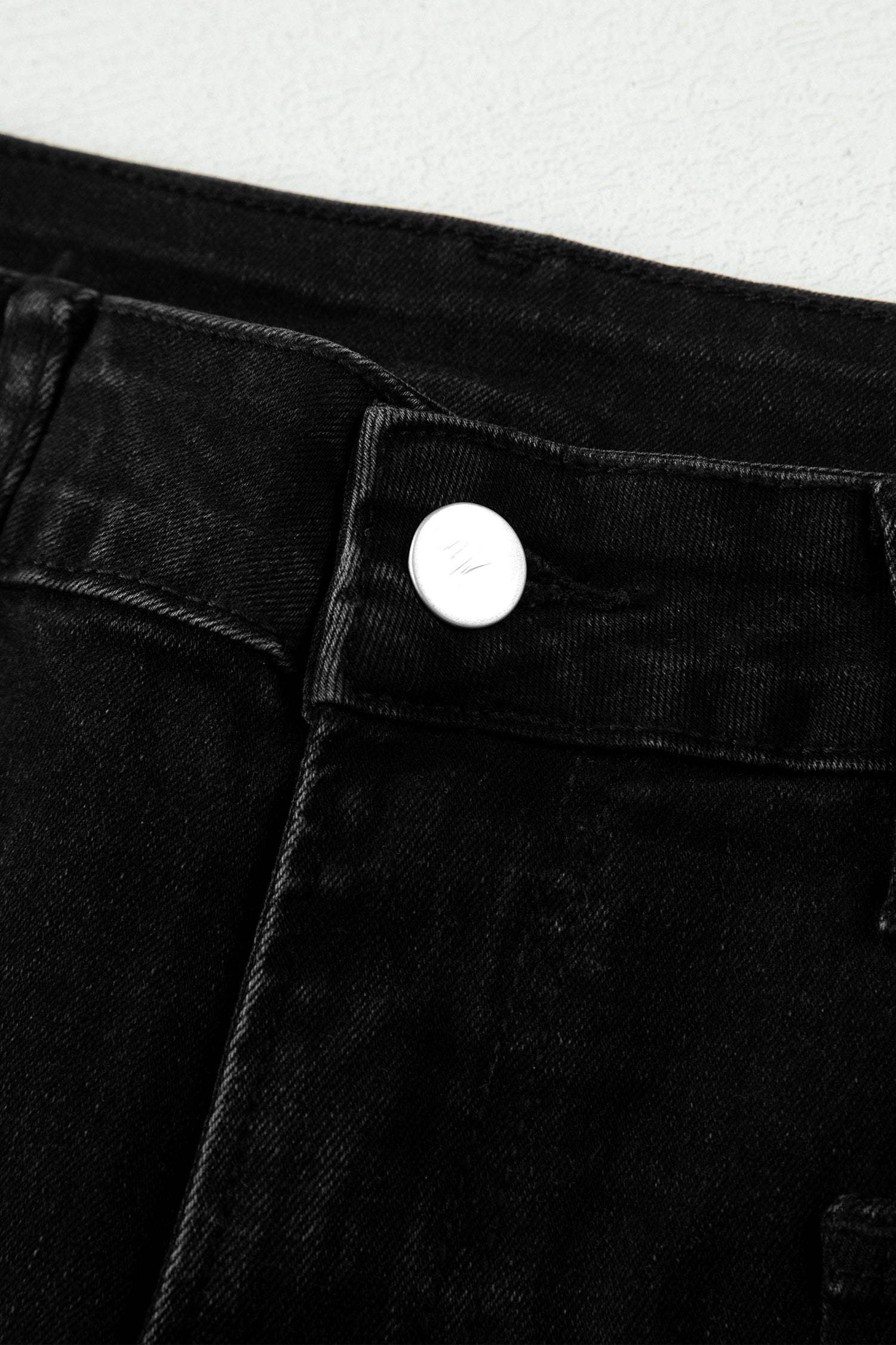 Black Frayed Cropped Straight Jeans