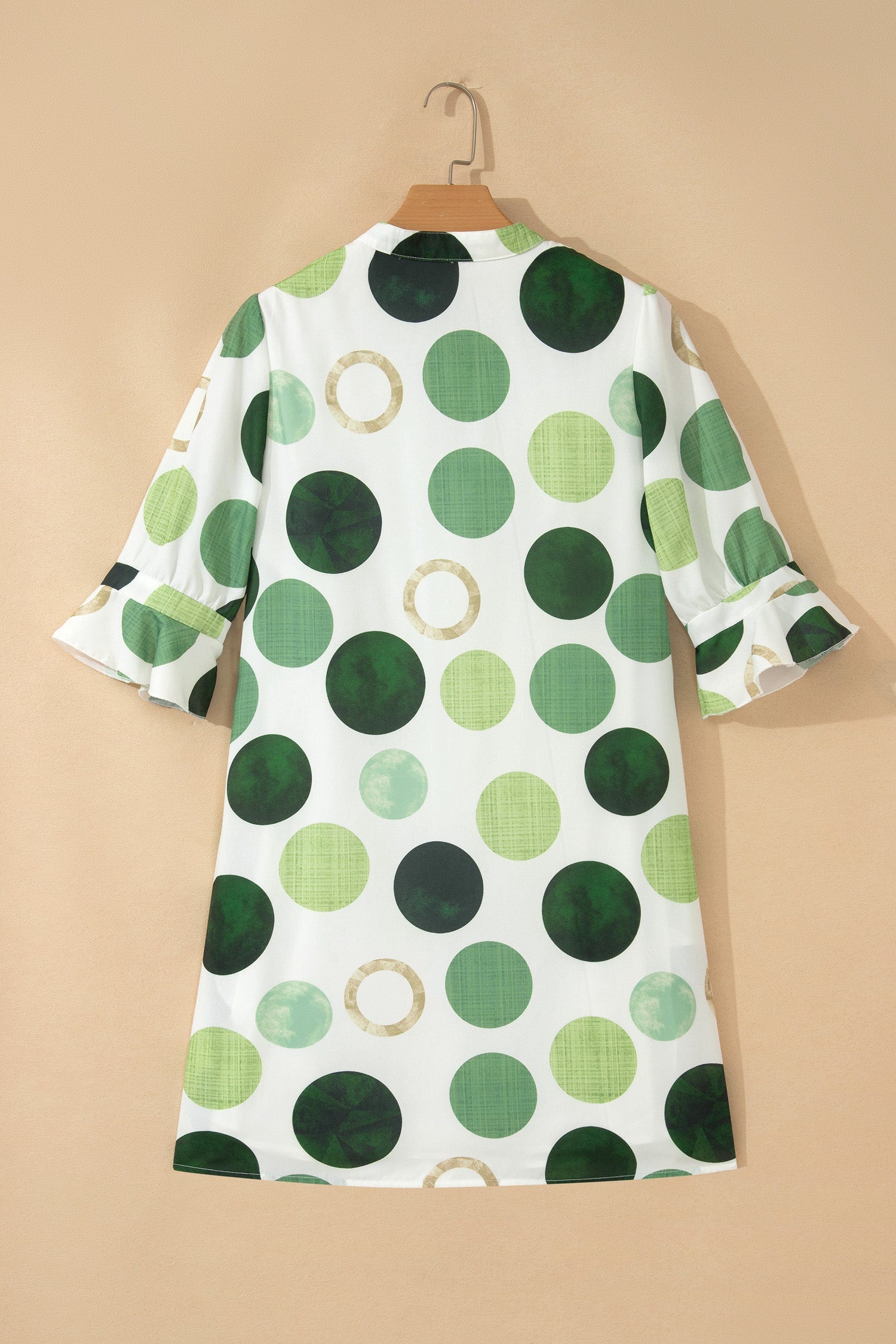 Blue Polka Dot Print Flounced Half Sleeve Casual Vacation Style Mini Dress