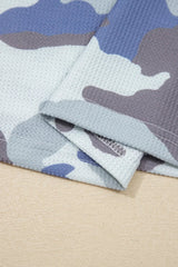 Gray Plus Size Camouflage Print Textured Casual Tee