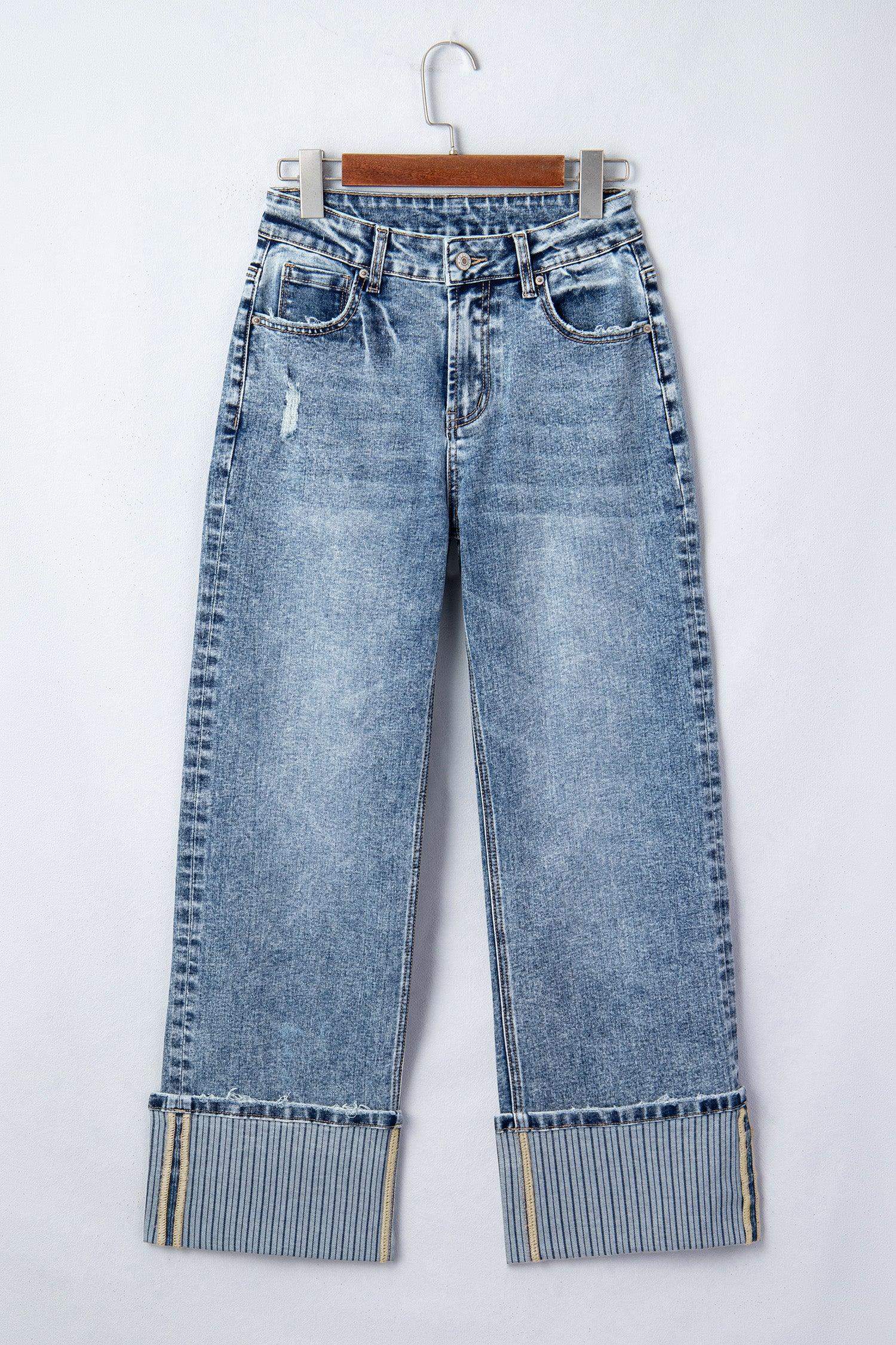Ashleigh Blue Cuffed Straight Loose Jeans