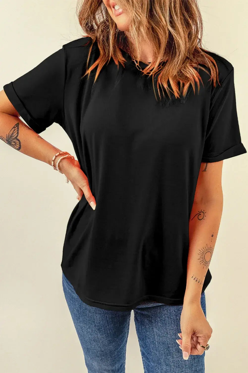 Mint Green Casual Plain Crew Neck Tee