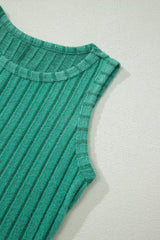 Sea Green Slim Ribbed Mineral Wash Tank Top
