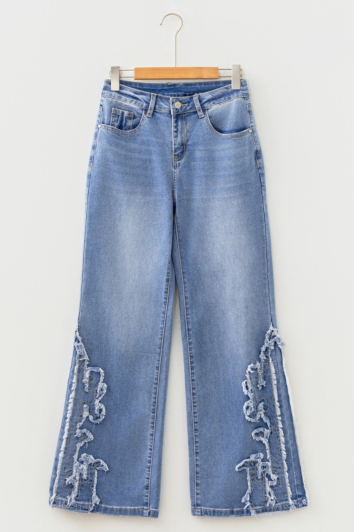 Ashleigh Blue Embroidered Western Print Flare Leg Full Length Jeans