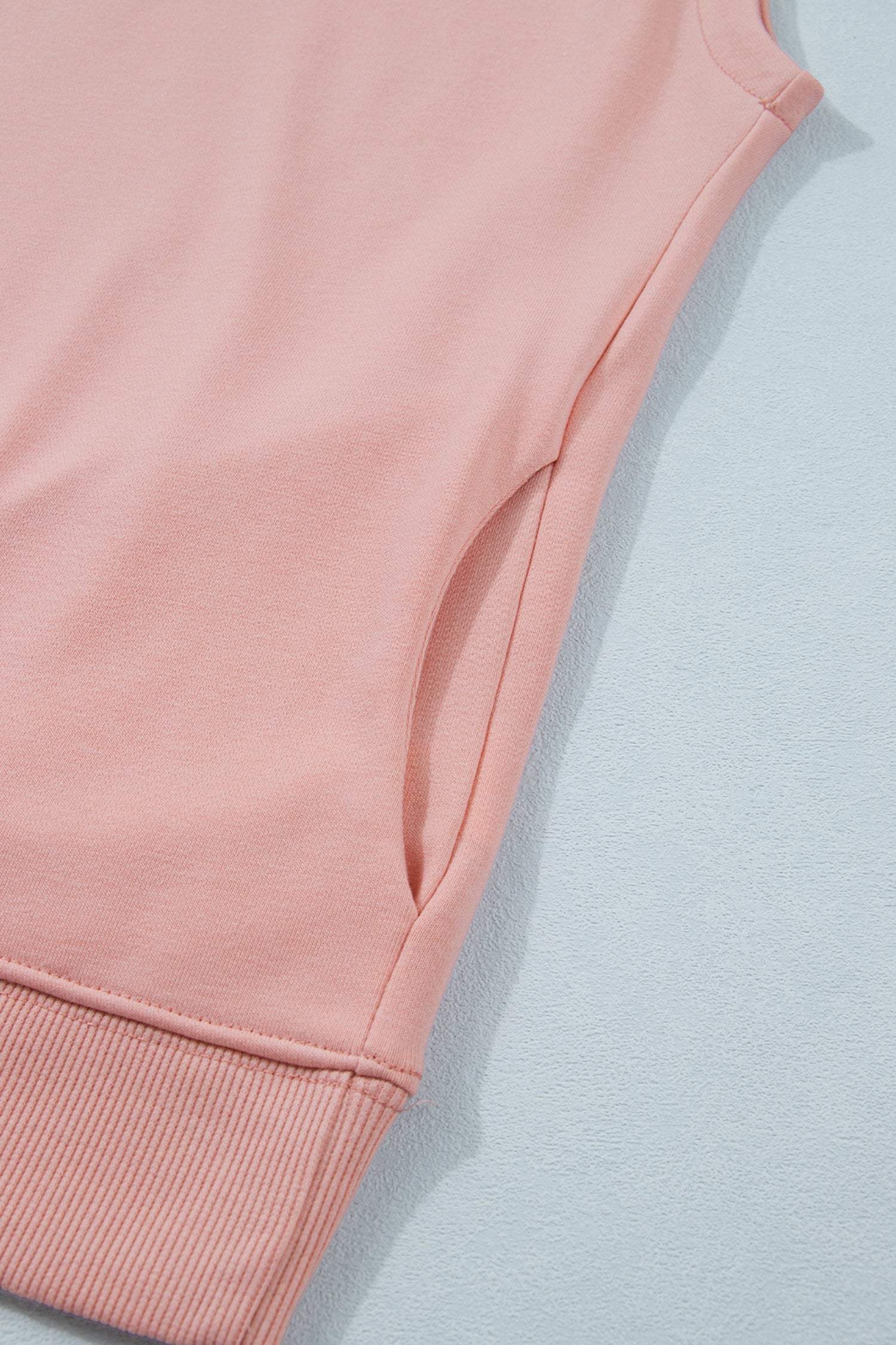 Sky Blue Solid Color High Neck Cap Sleeve Loose Top