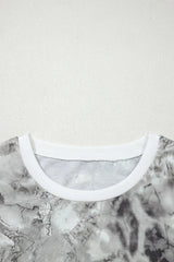 Gray Abstract Woodland Print Slim Fitted T Shirt