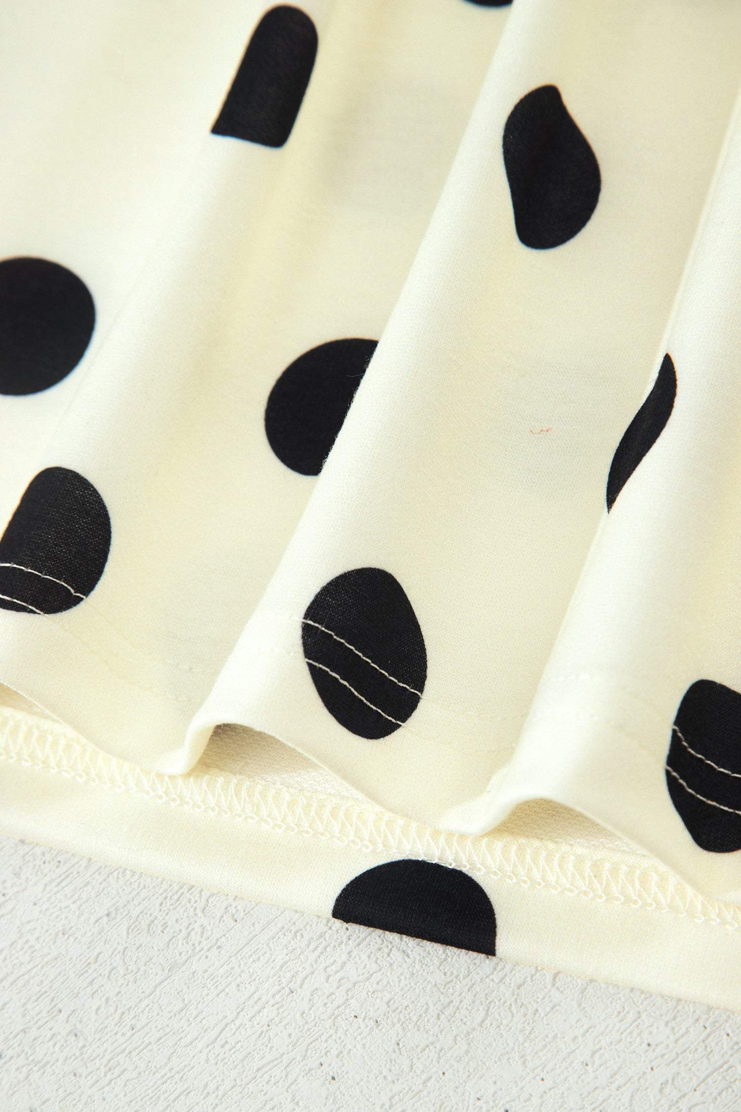 Beige Polka Dot Print High Neck Dolman Top