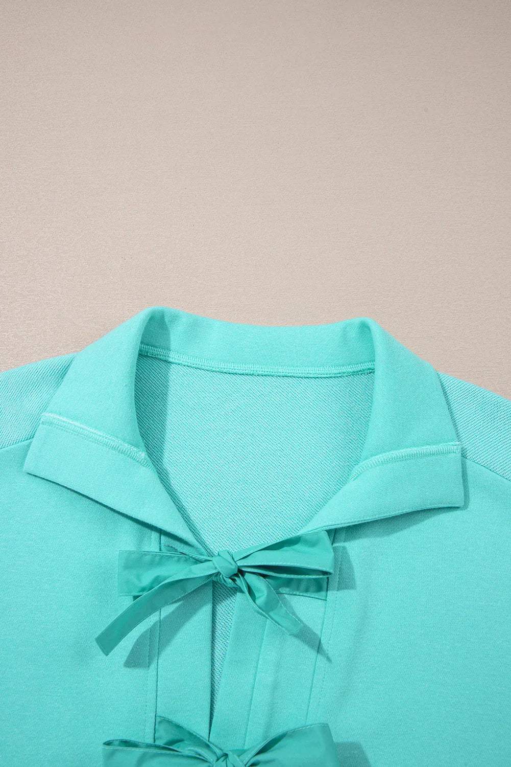 Moonlight Jade Bow Front Bracelet Sleeve Collared Side Pocket Shift Mini Dress