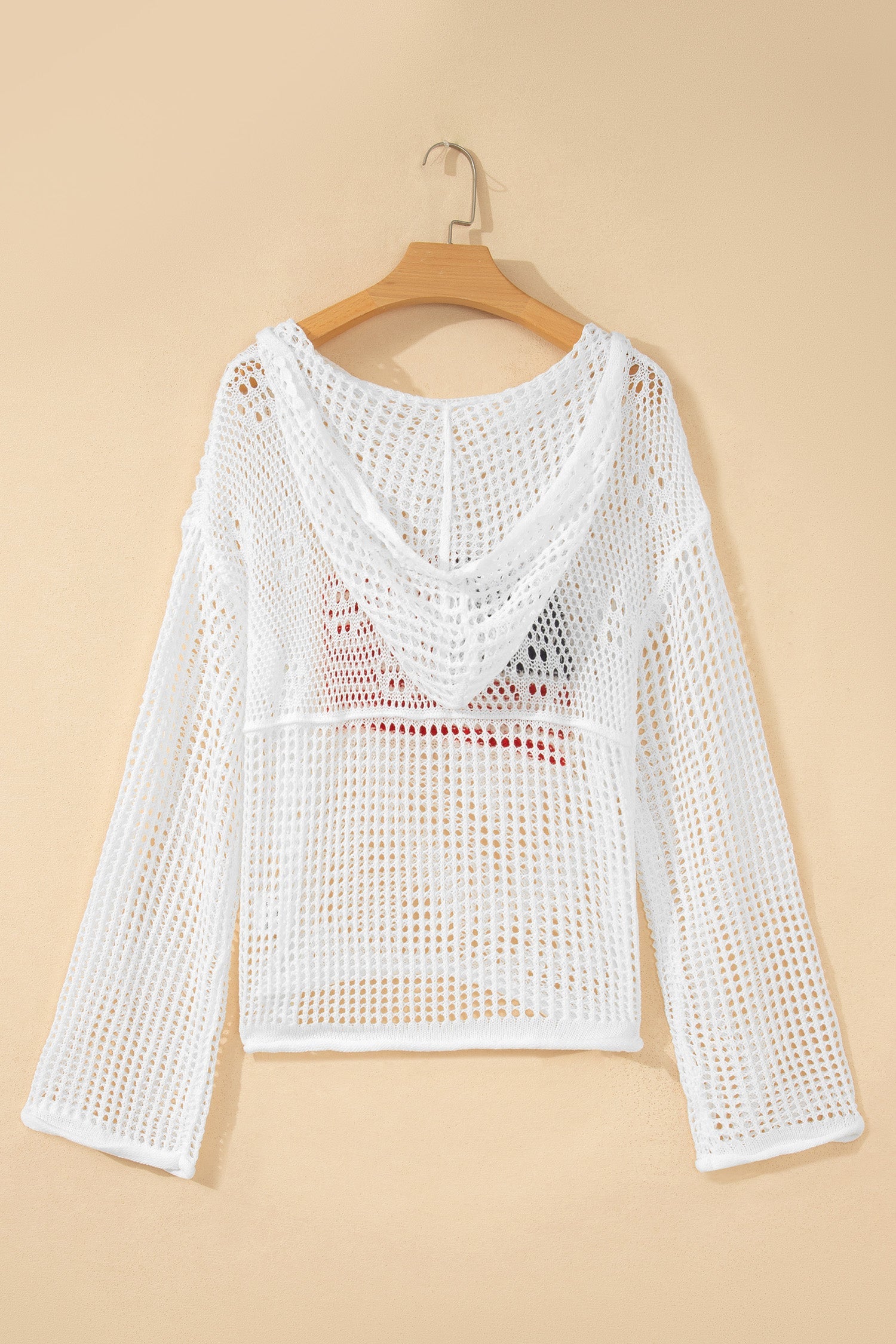 Beau Blue Hollow Out Crochet Knit American Flag Patched Sweater Hoodie