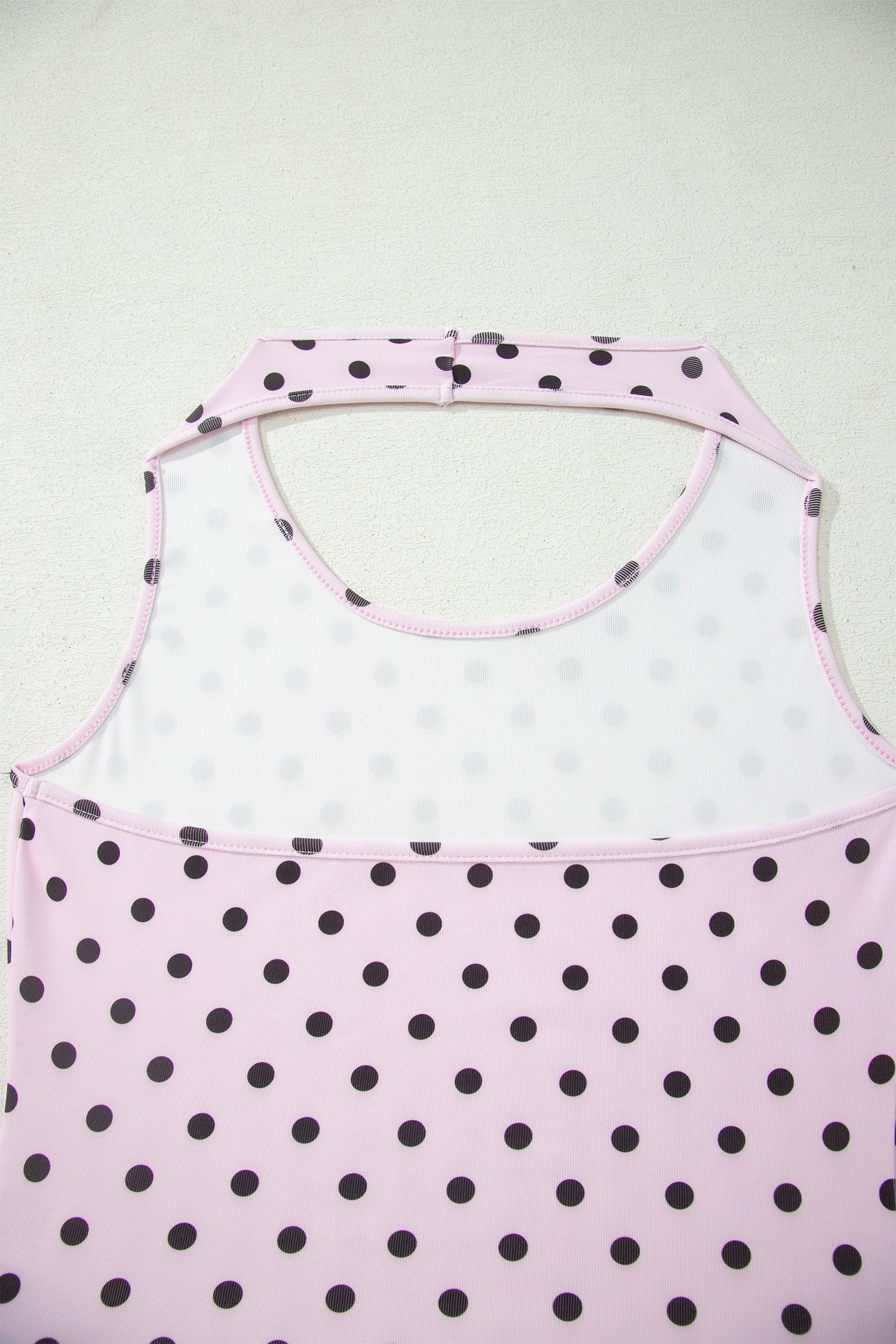 Pink Polka Dot Halter Tank Drawstring Elastic Waist Short Set