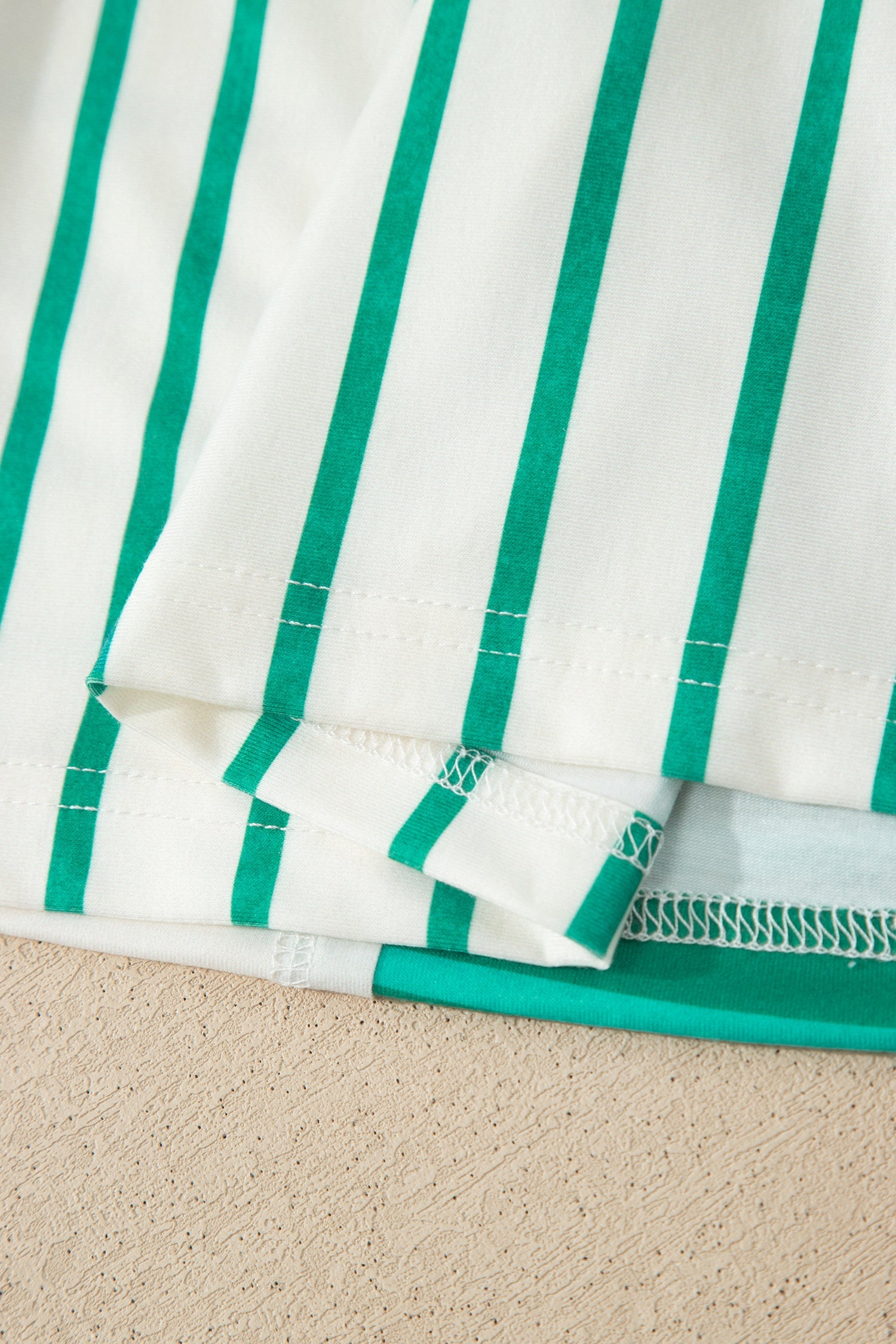 Pink Stripe Colorblock 3/4 Sleeve Loose T Shirt