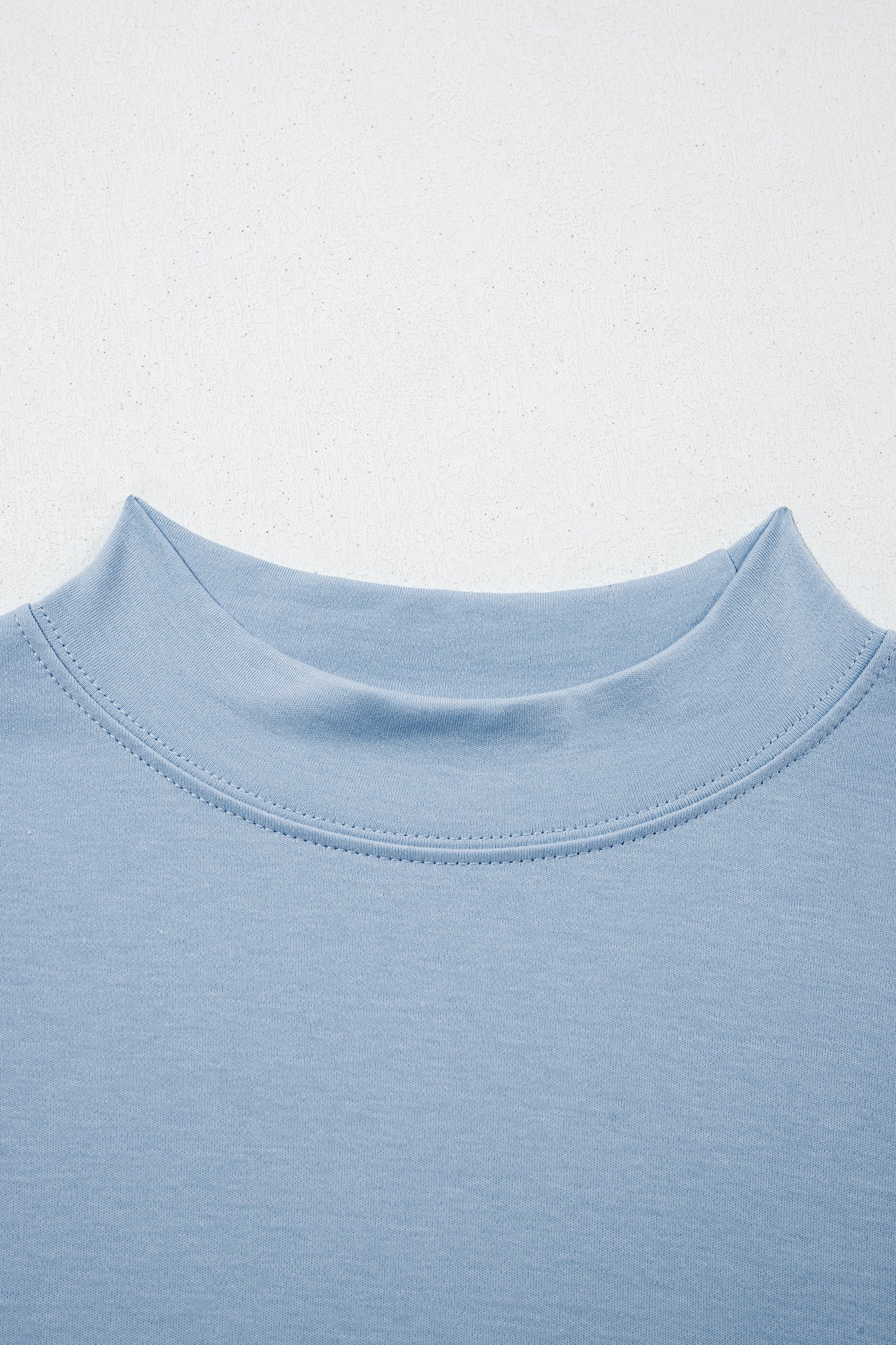 Dark Blue Solid Color High Neck Oversize Tee