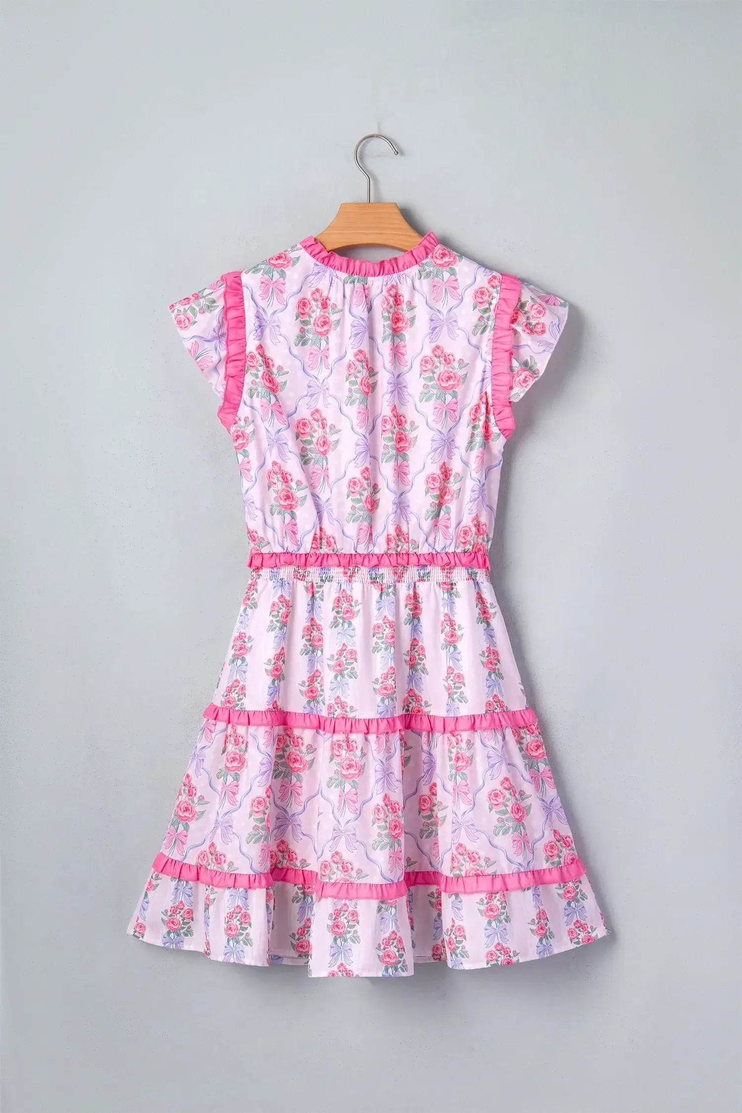 Purple Tiered Ruffles Sleeveless Summer Floral Dress