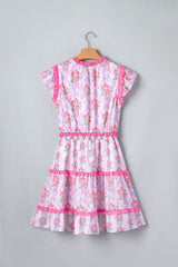 Purple Tiered Ruffles Sleeveless Summer Floral Dress