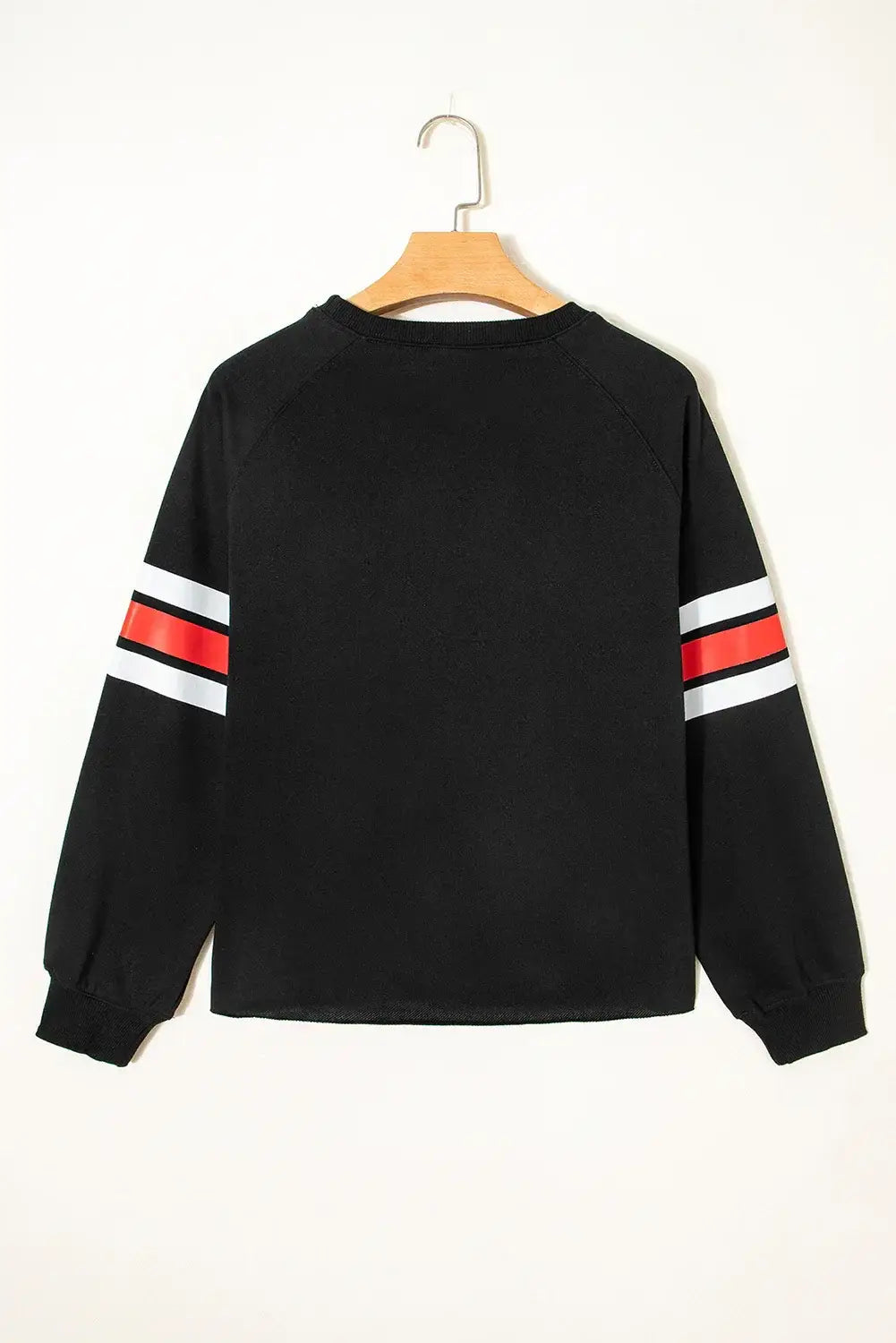 Black Varsity Spirit Striped 89 Graphic Casual Sweatshirt