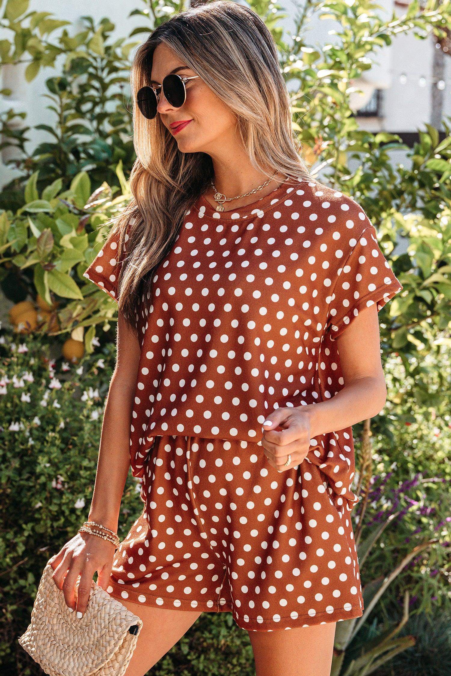 Green Polka Dot Print Short Set