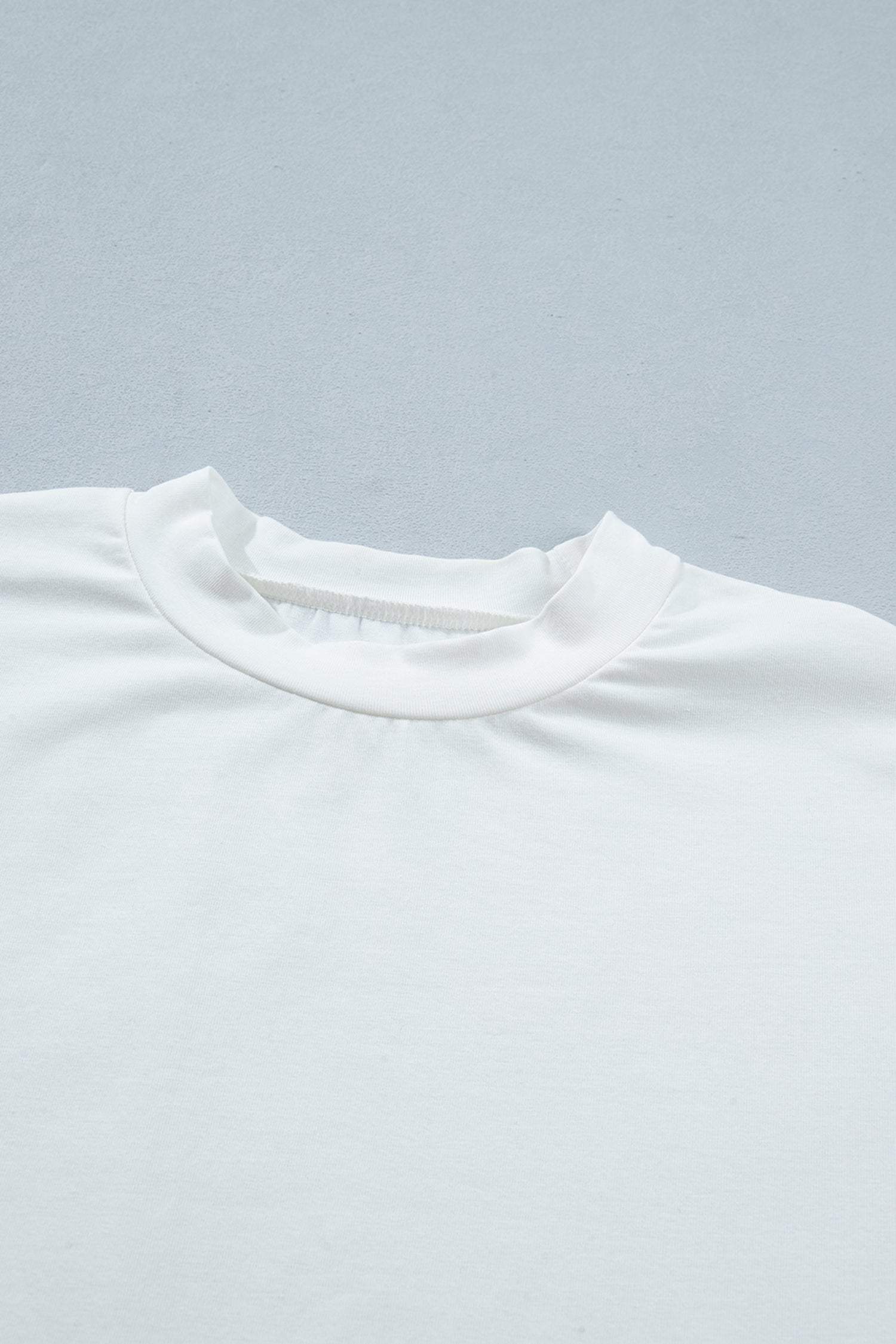 White Asymmetric Lace Hem Patchwork Tee