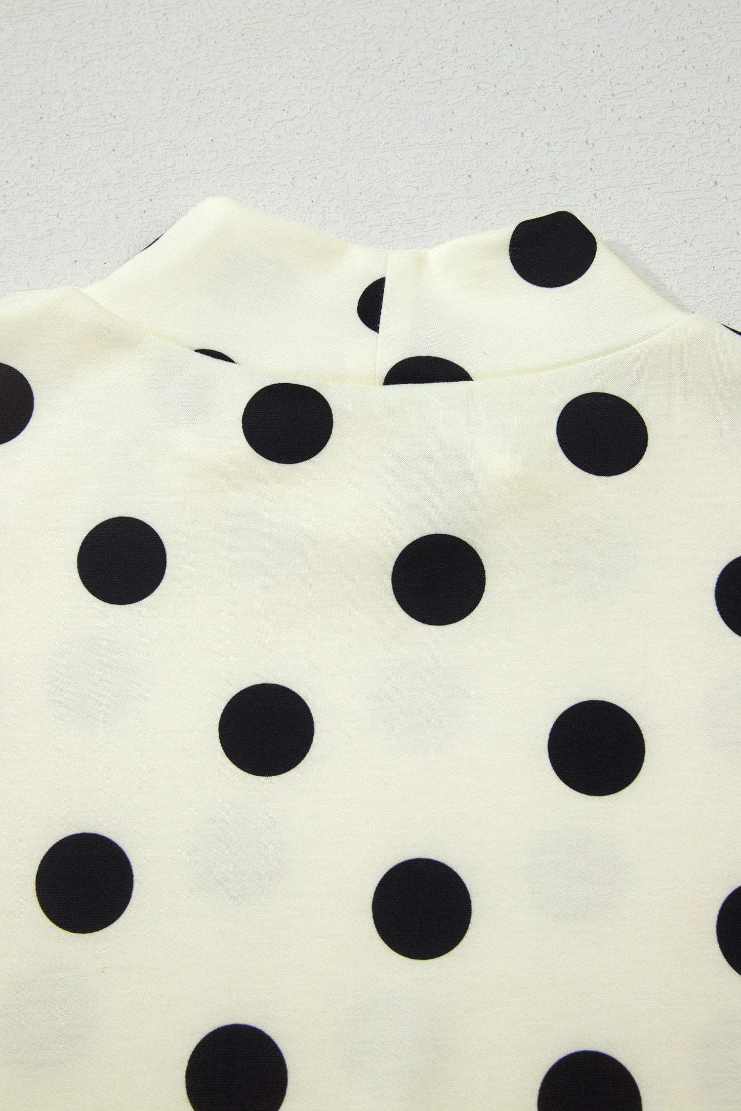 Beige Polka Dot Print High Neck Dolman Top