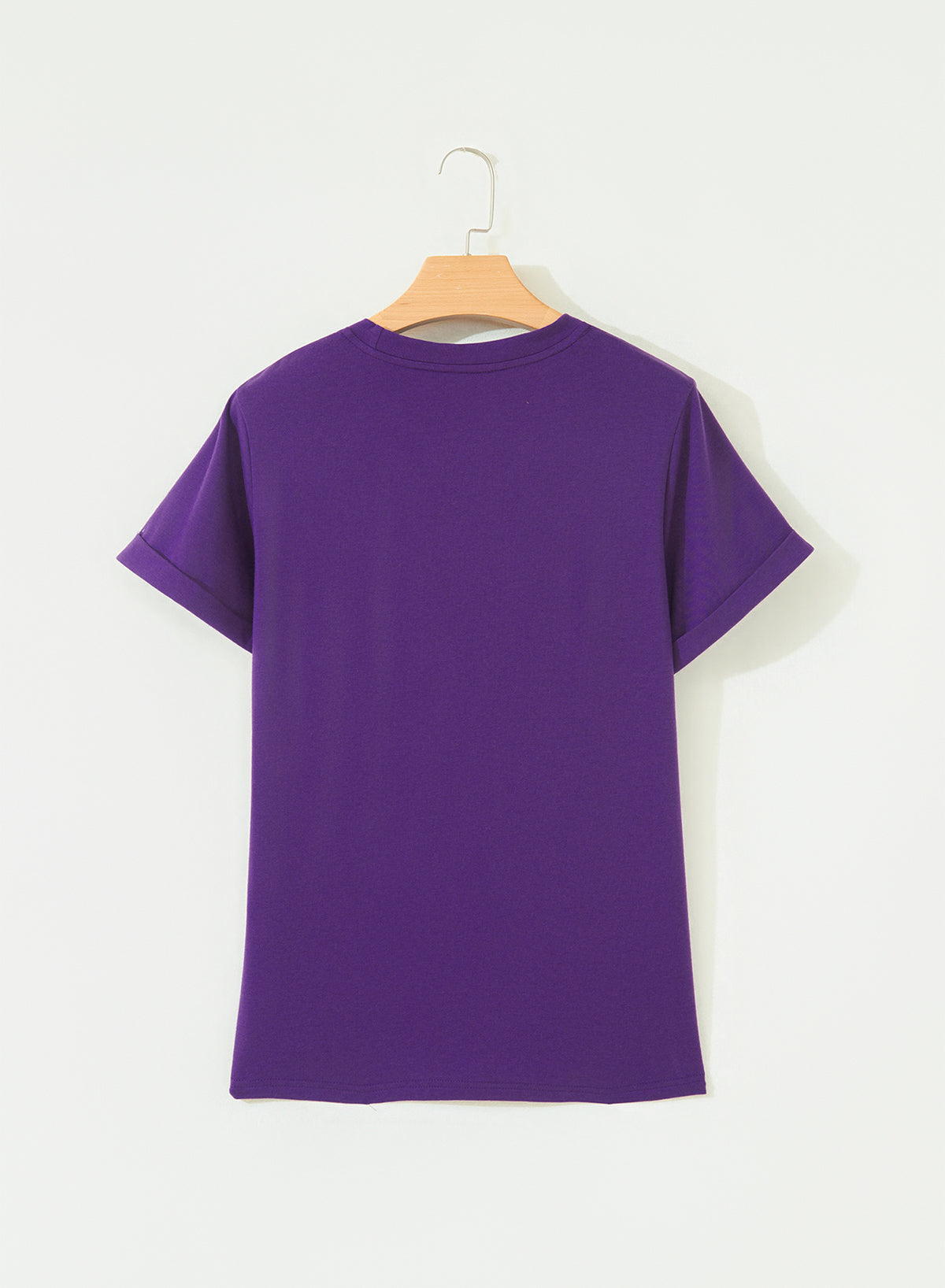 Dark Blue Casual Plain Crew Neck Tee