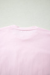 Pink PRAY Sequin Leopard Multiple Patched Graphic Tee